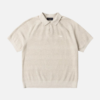CABLE KNIT POLO - OATMEAL
