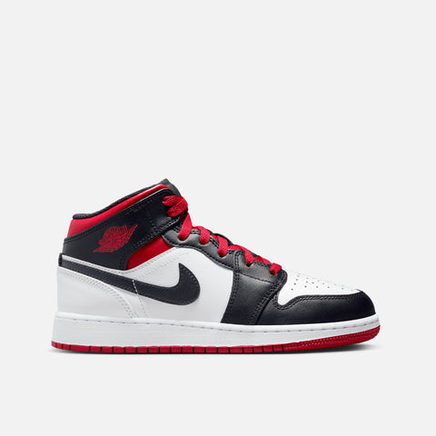AIR JORDAN 1 MID (GS) - WHITE / GYM RED