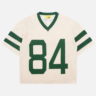 KNITTED MESH JERSEY - CREAM / GREEN