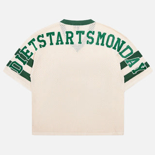 KNITTED MESH JERSEY - CREAM / GREEN