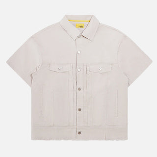 CANVAS SHORT SLEEVE TRUCKER JACKET - NATURAL
