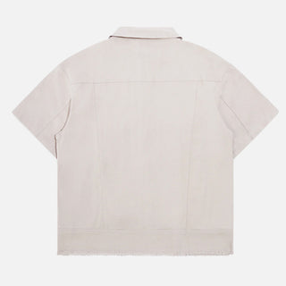 CANVAS SHORT SLEEVE TRUCKER JACKET - NATURAL