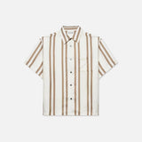 SILK SS BUTTON UP - BARK / SALT STRIPE