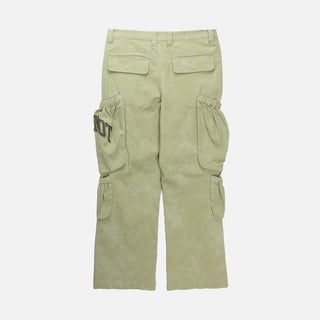 TWILL CARGO WIDE LEG PANTS - GREEN