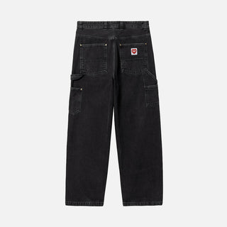 NASH DOUBLE KNEE PANT - BLACK (STONE WASHED)