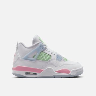 AIR JORDAN 4 RETRO (GS) - WHITE / MEDIUM SOFT PINK / VAPOR GREEN