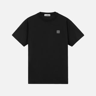 2100026 ORGANIC COTTON JERSEY 'FISSATO' EFFECT T-SHIRT - BLACK