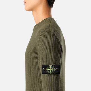 5100053 FULL RIB RWS WOOL CREWNECK SWEATER - MILITARY GREEN