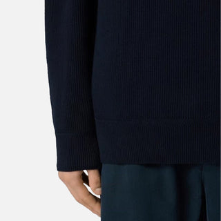 5100124 RIBBED SOFT ORGANIC COTTON L/S POLO - NAVY BLUE