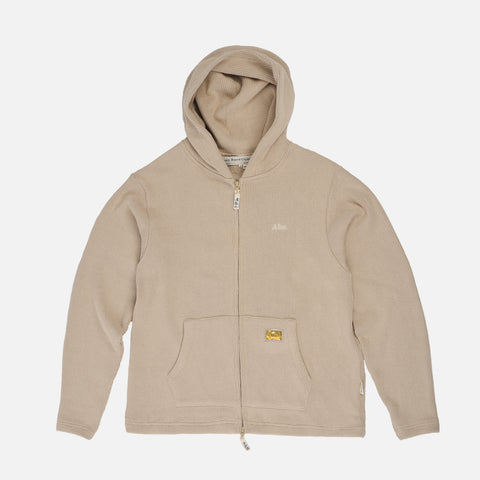 ABC.123. KNIT MESH ZIP UP HOODIE - ECRU