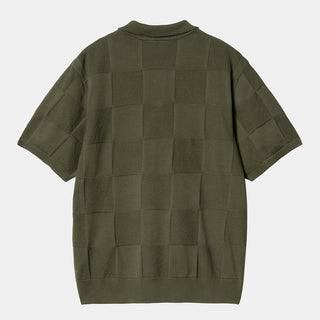 S/S CHECKER POLO - DOLLAR GREEN