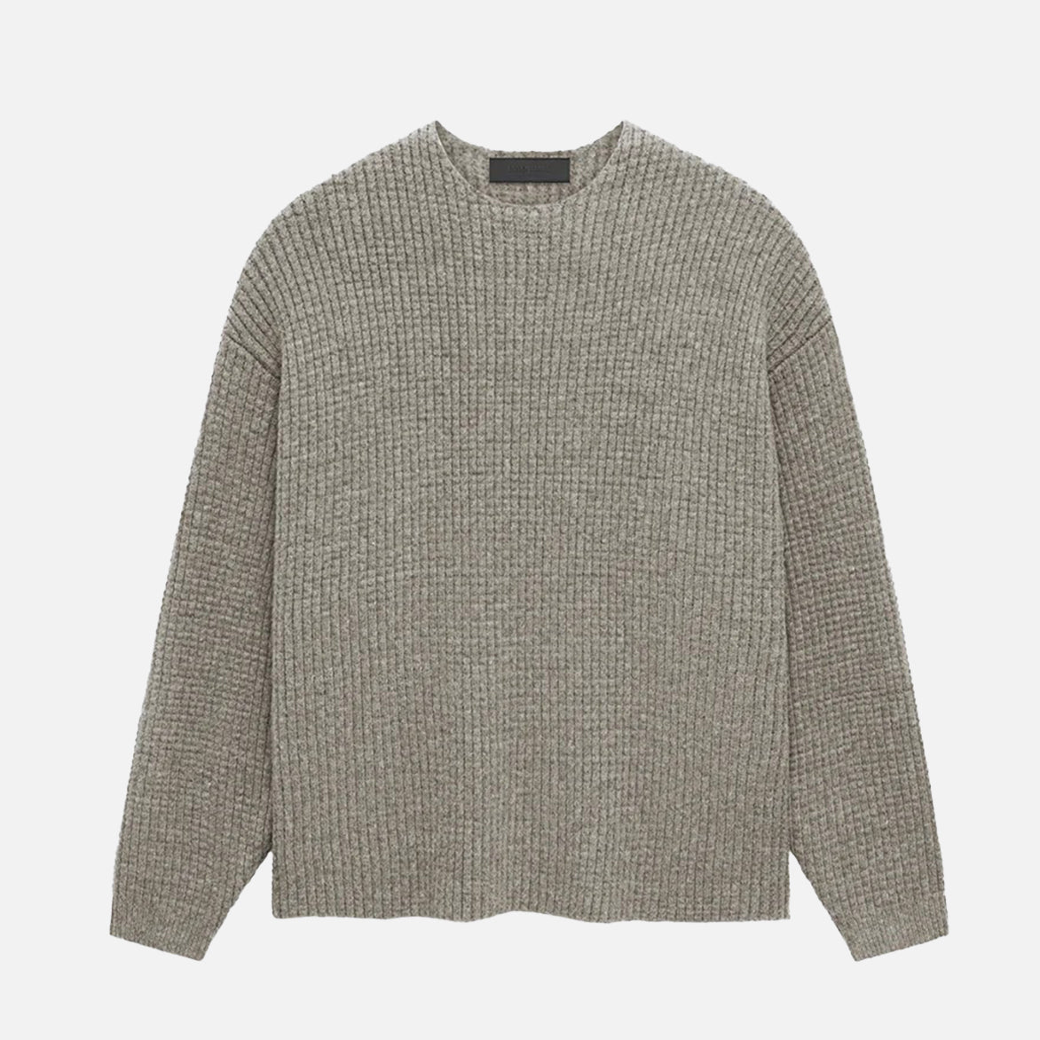 ESSENTIALS HEAVY WAFFLE CREWNECK SWEATER HEATHER GREY