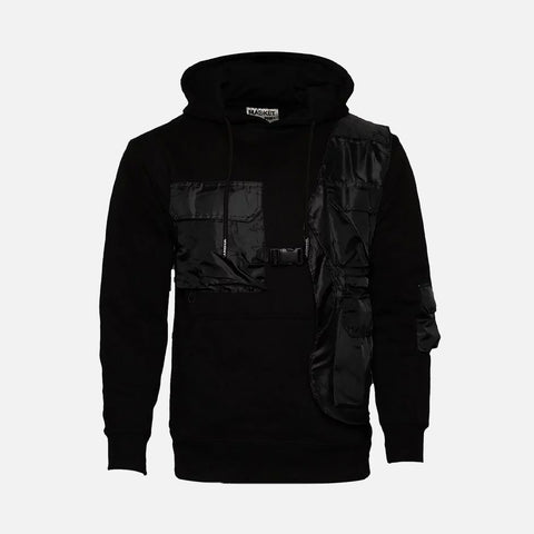 MULTI POCKET HOODIE - BLACK