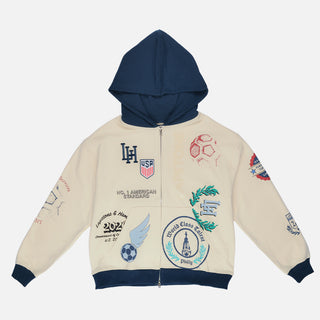LAPSTONE X USMNT FULL-ZIP HOODIE - CREAM / NAVY