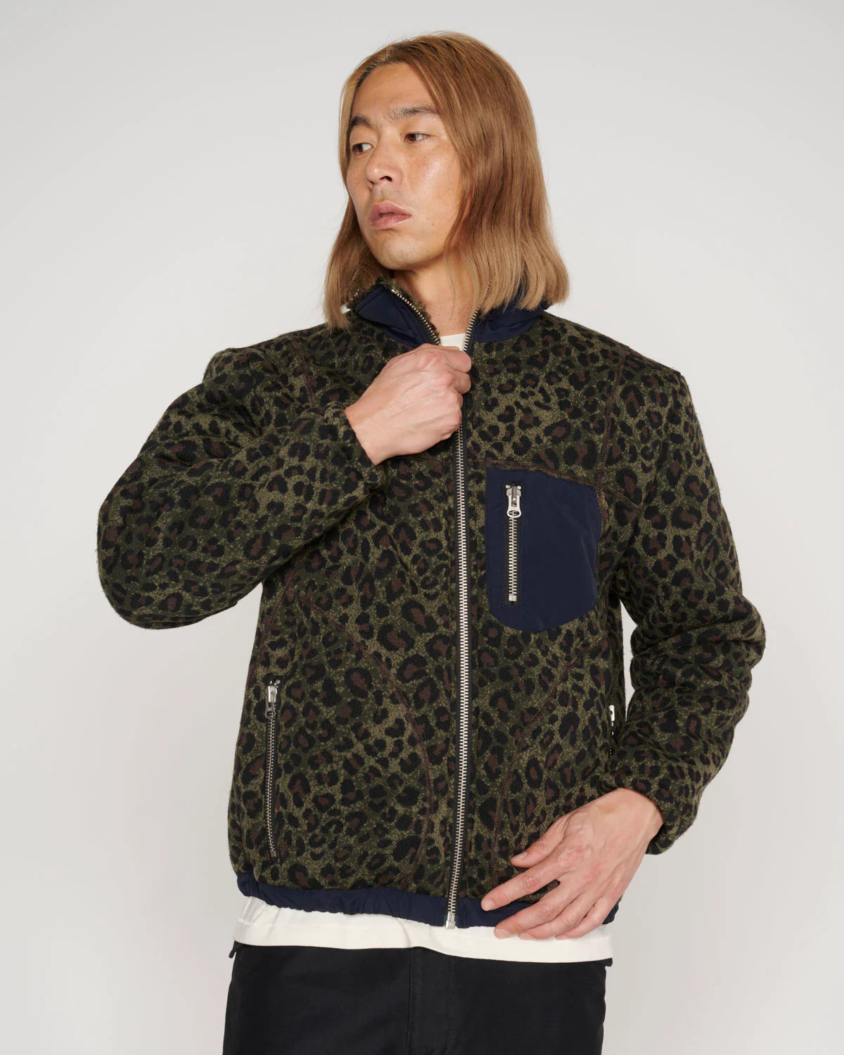 LEOPARD REVERSE SHERPA JACKET - OLIVE – lapstoneandhammer.com
