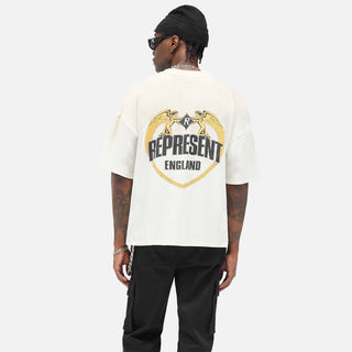 REPRESENT ANGEL BORDER TEE - WASHED ECRU