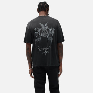 HAND DRAWN THOROUGHBRED DOGS T-SHIRT - AGED BLACK
