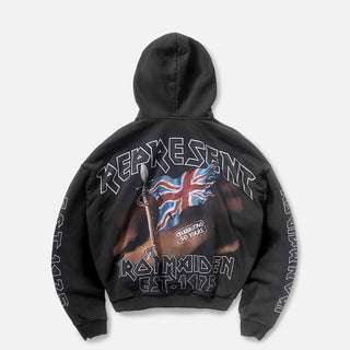 IRON MAIDEN X REPRESENT STEED HOODIE - STAINED BLACK