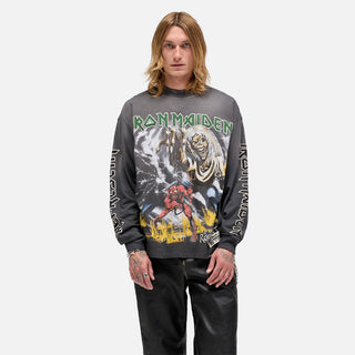 IRON MAIDEN X REPRESENT NUMBER OF THE BEAST L/S - SUNFADE GREY