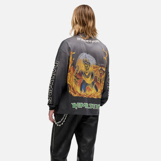 IRON MAIDEN X REPRESENT NUMBER OF THE BEAST L/S - SUNFADE GREY