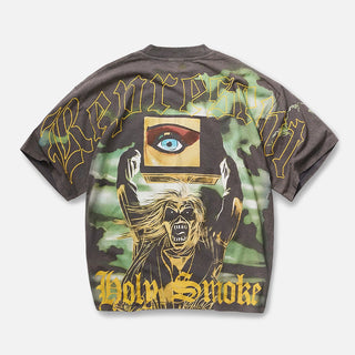 IRON MAIDEN X REPRESENT HOLY SMOKE T-SHIRT - SUNFADE GREY