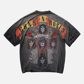 GUNS N` ROSES TOUR T-SHIRT - STAINED BLACK