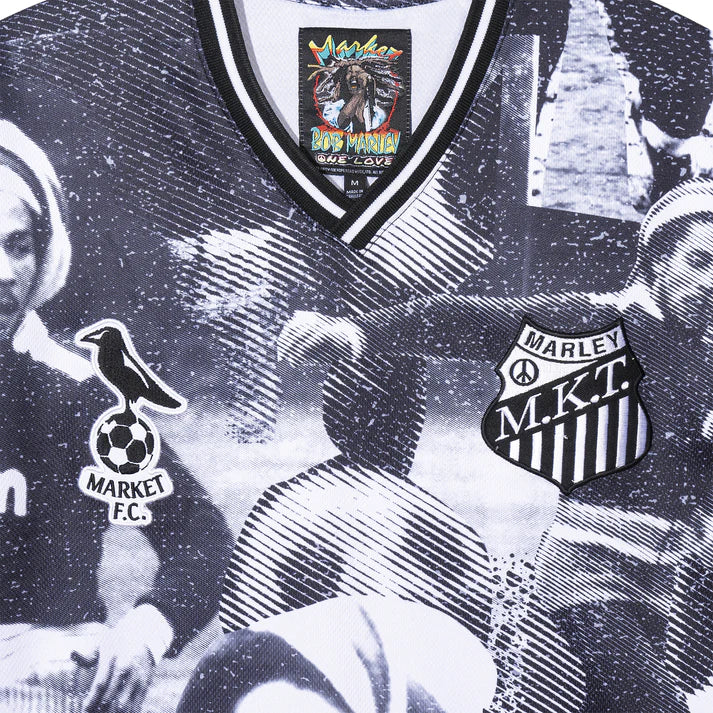 BOB MARLEY AOP SOCCER JERSEY - BLACK / WHITE