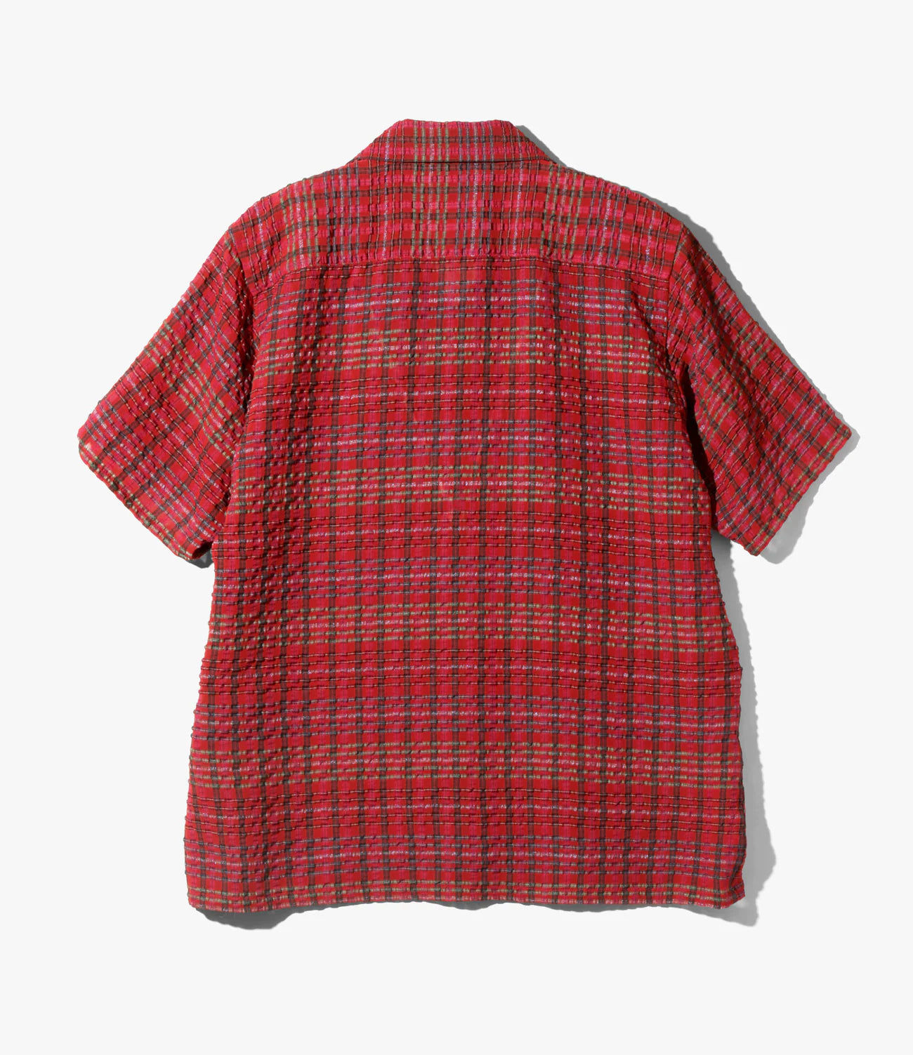 S/S ONE-UP SHIRT - PE/R CHIFFON SUCKER PLAID - RED