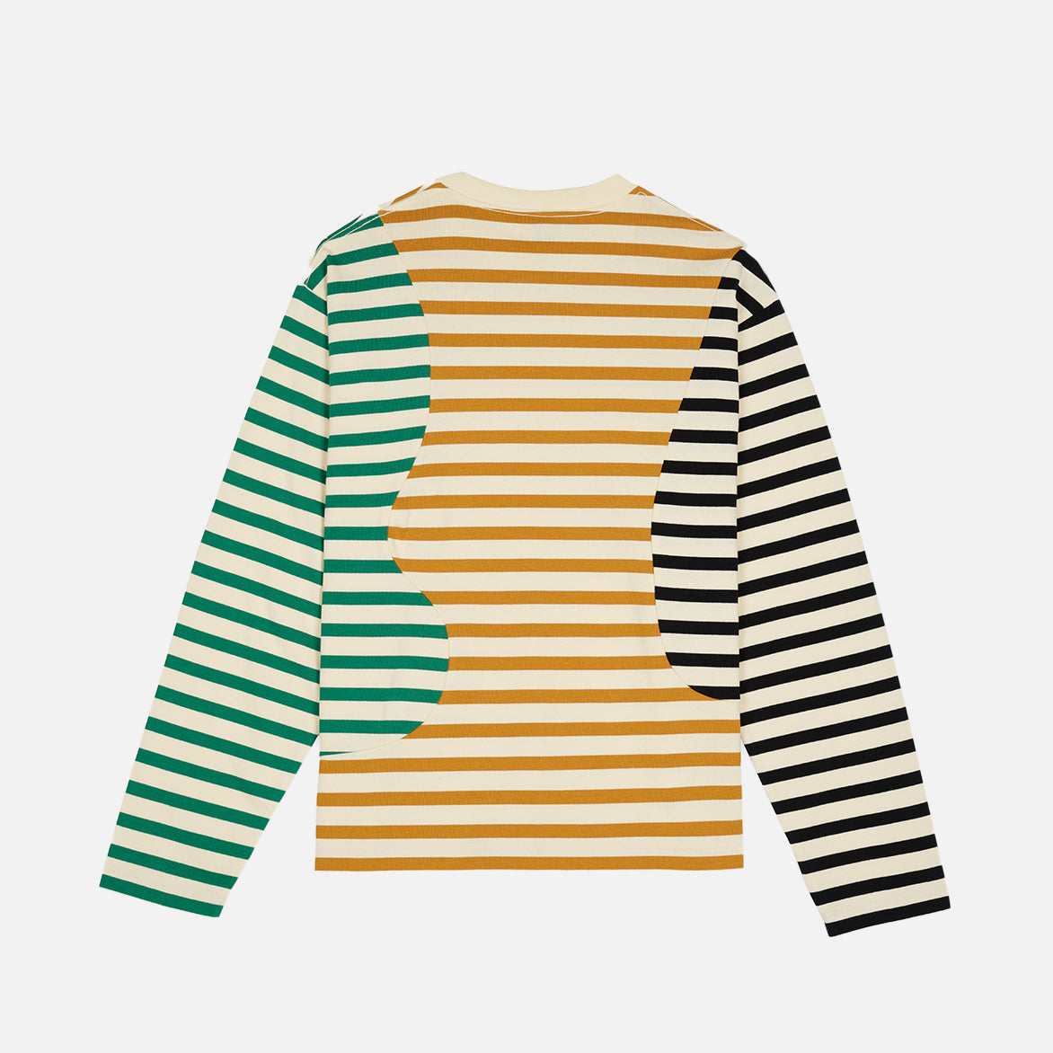 ORGANIC PANELED STRIPE LS SHIRT - CREAM