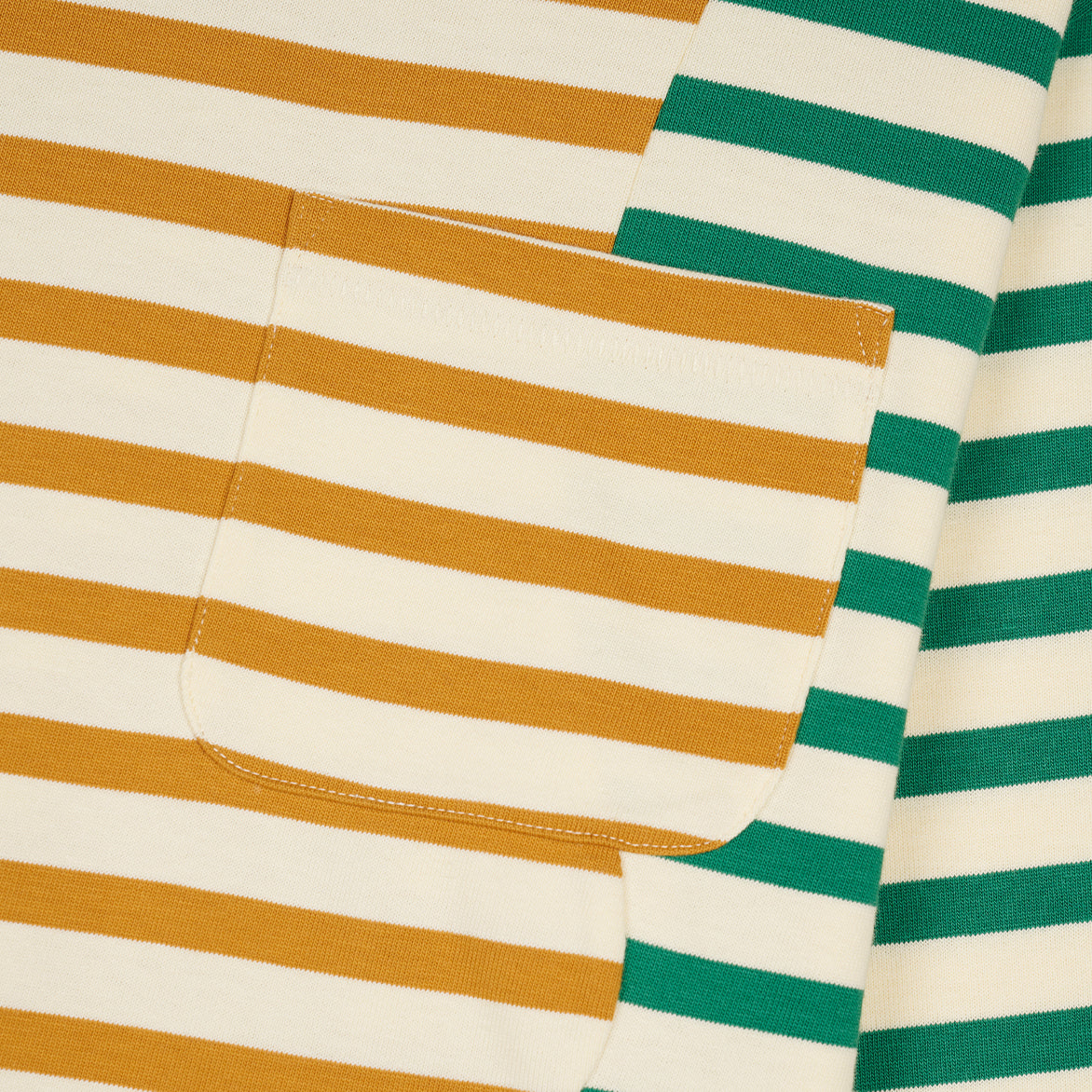 ORGANIC PANELED STRIPE LS SHIRT - CREAM
