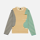 ORGANIC PANELED STRIPE LS SHIRT - CREAM