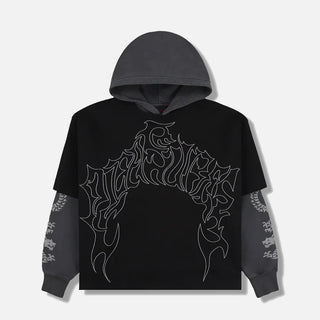DRAGON LAYERED HOODIE - BLACK