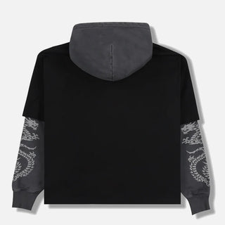 DRAGON LAYERED HOODIE - BLACK