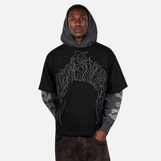 DRAGON LAYERED HOODIE - BLACK