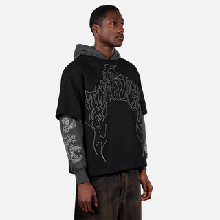 DRAGON LAYERED HOODIE - BLACK