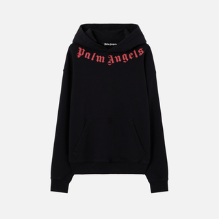 NECK LOGO REGULAR HOODIE - BLACK / RED