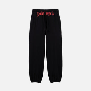WAIST LOGO SWEATPANTS - BLACK / RED