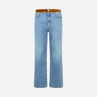 WIDE LEG DENIM W/ PATCH - DEEP BLUE