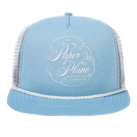 PAPER PLANES SCRIPT TRUCKER HAT - SKY BLUE