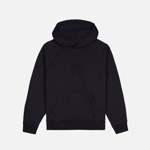 PIGMENT WASH LOGO HEAD RAGLAN HOODIE - BLACK
