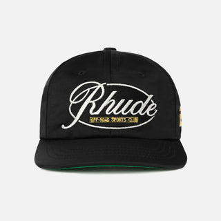 RHUDE SPORTS CLUB CURVED BRIM HAT - BLACK