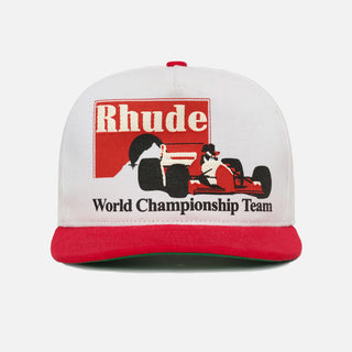 RHUDE TROPHY RACING HAT - WHITE / RED