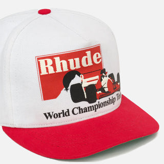 RHUDE TROPHY RACING HAT - WHITE / RED