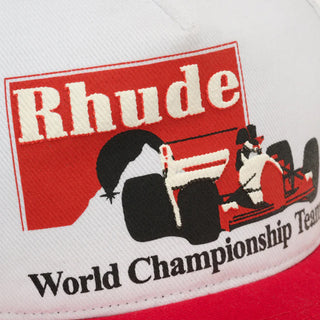 RHUDE TROPHY RACING HAT - WHITE / RED