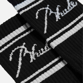 RHUDE SCRIPT LOGO SOCK - BLACK / LIGHT BLUE