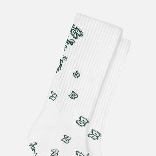 RHUDE BANDANA SOCK - WHITE / GREEN