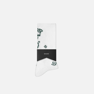 RHUDE BANDANA SOCK - WHITE / GREEN