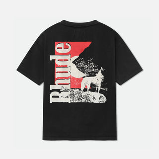 MOONLIGHT WOLF POCKET TEE - BLACK