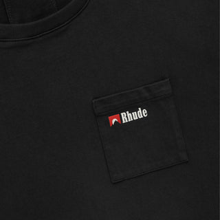 MOONLIGHT WOLF POCKET TEE - BLACK