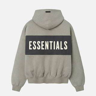 CROPPED RELAXED PANELLED HOODIE - SEAL HEATHER/ IRON GREY
